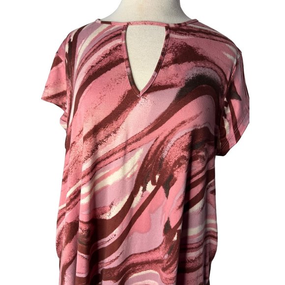 Vibe Sportswear Dress Women's size 2X Pink Mauve Marbled Short Sleeve Pocket Min - Picture 9 of 12